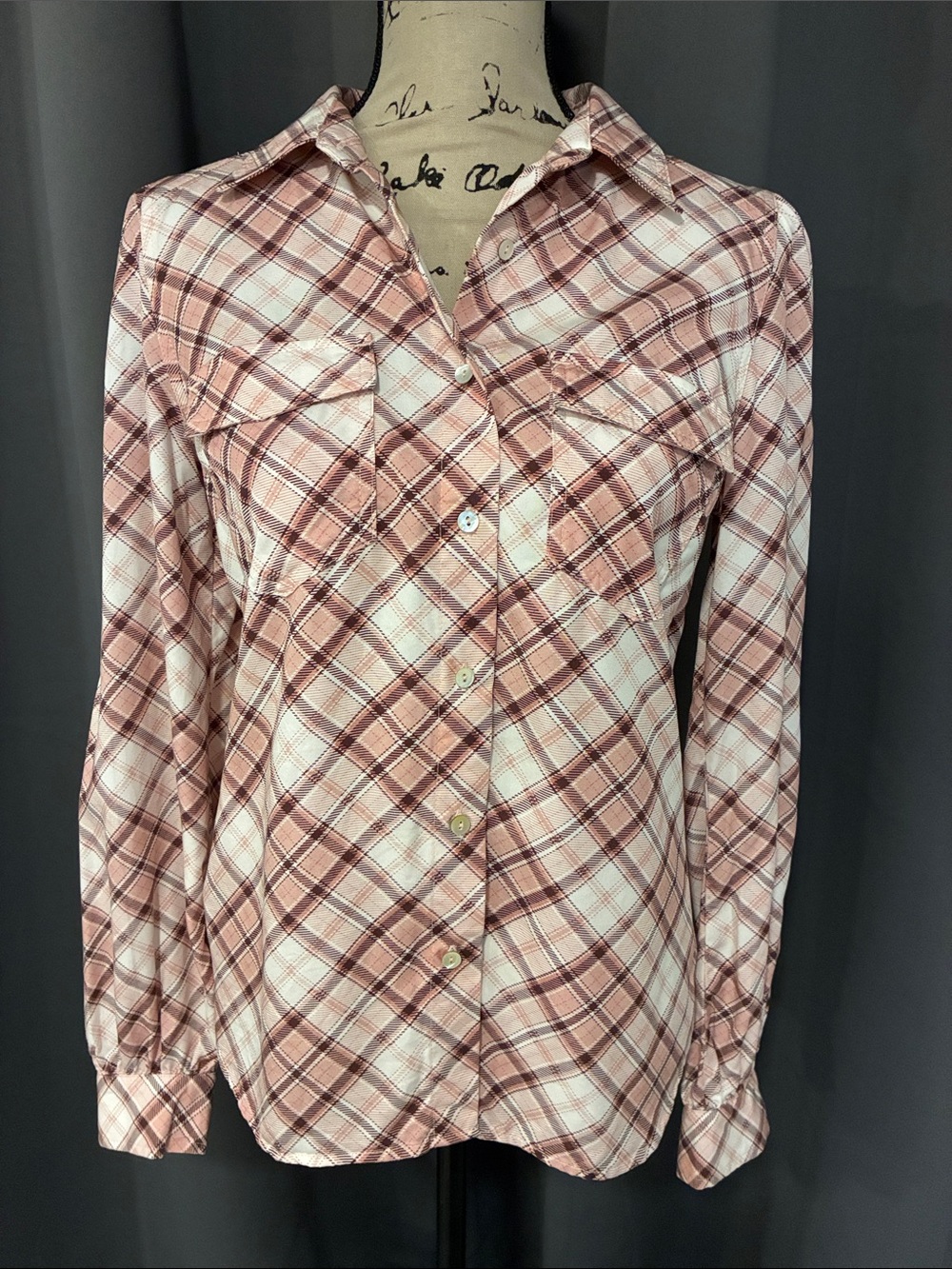 KUT From The Kloth Pink Plaid Button-Up Shirt